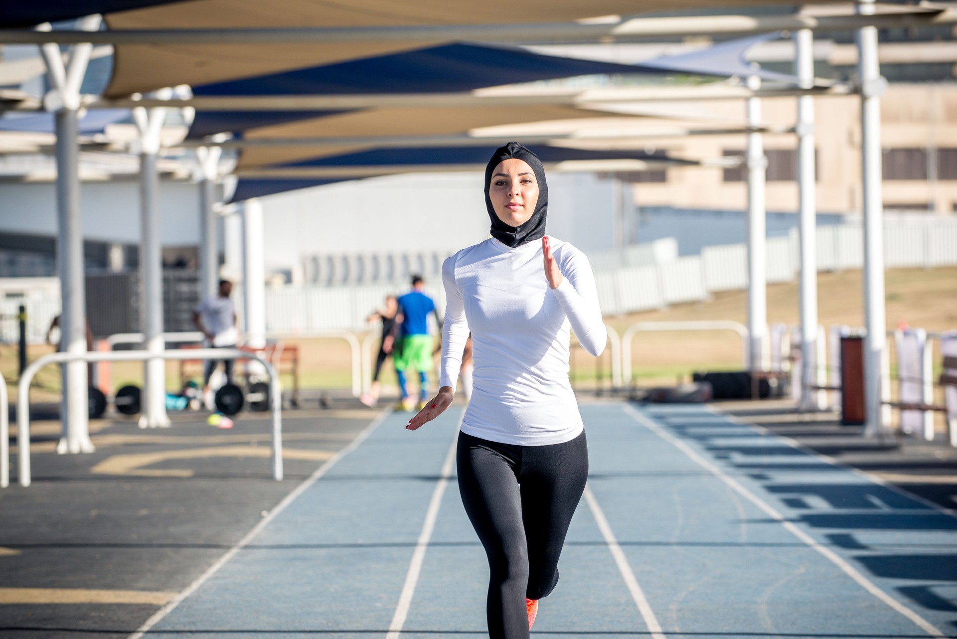 Arabian woman training outdoors